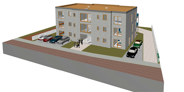 Entwurfsskizze Mehrfamilienhaus